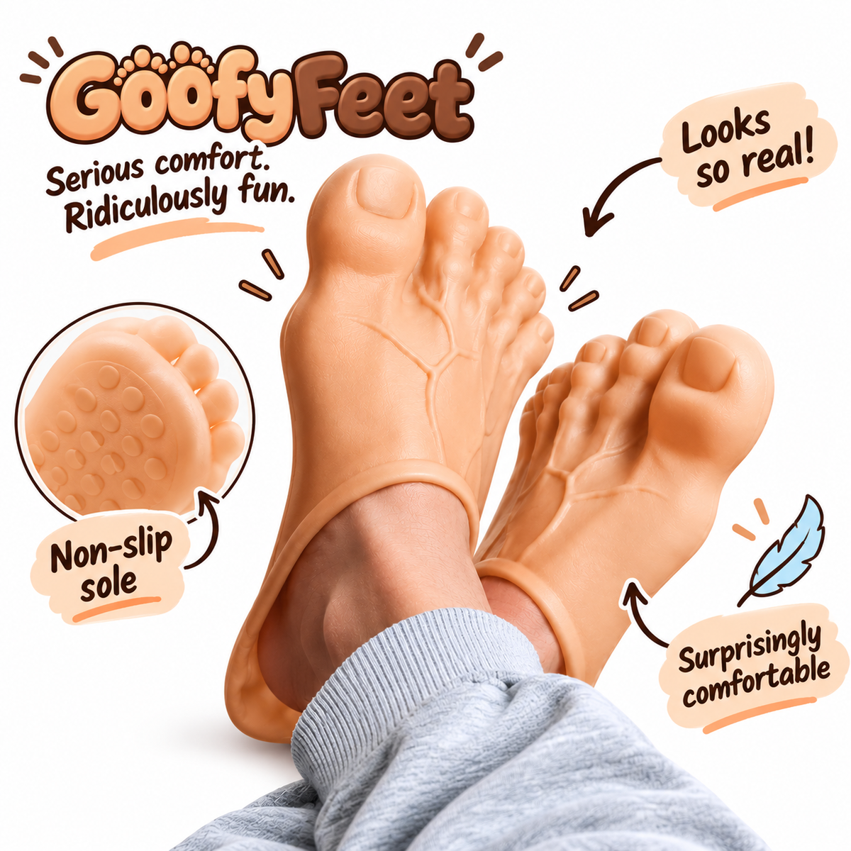 Funny Foot-Shaped Slippers – Soft, Playful & Eye-Catching